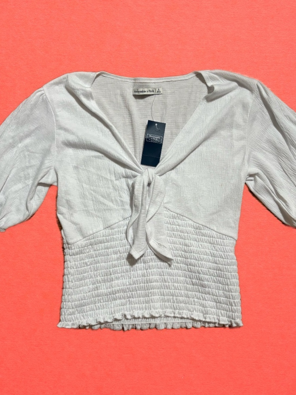 NEW NWT Abercrombie & Fitch White Peasant Blouse Slim Fit Women’s Small Boho